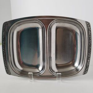 Vintage Stainless Steel Double Serving Dish